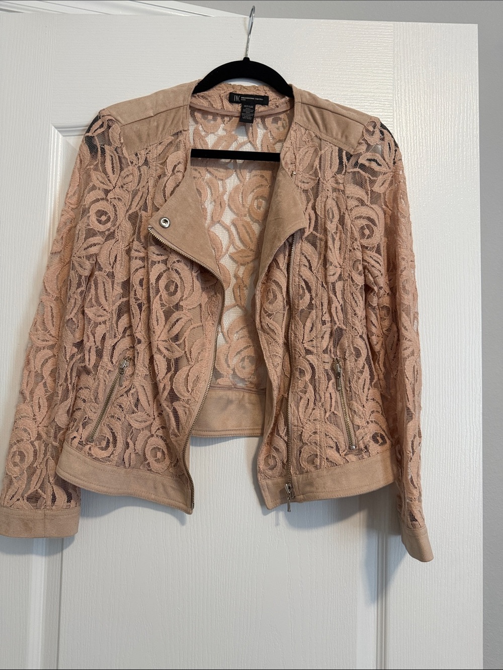 INC Blush Lace Moto Jacket